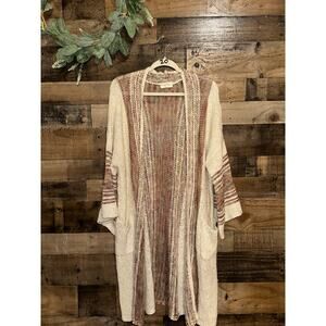 Easel Los Angeles Boho Open Front Knit Longline Cardigan size 2X/3X